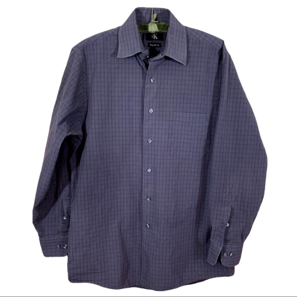 🎀Calvin Kline Purple Button Up Dress Shirt M32/33 - Picture 2 of 7
